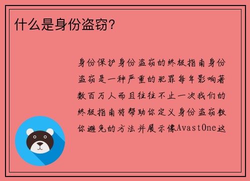 什么是身份盗窃？ 